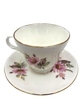Crown Trent Fine Bone China Floral Tea Cup & Saucer Set Made In England